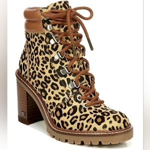 Sam Edelman Sade Animal Print Mobwife Leather Boots Women's Sz 7